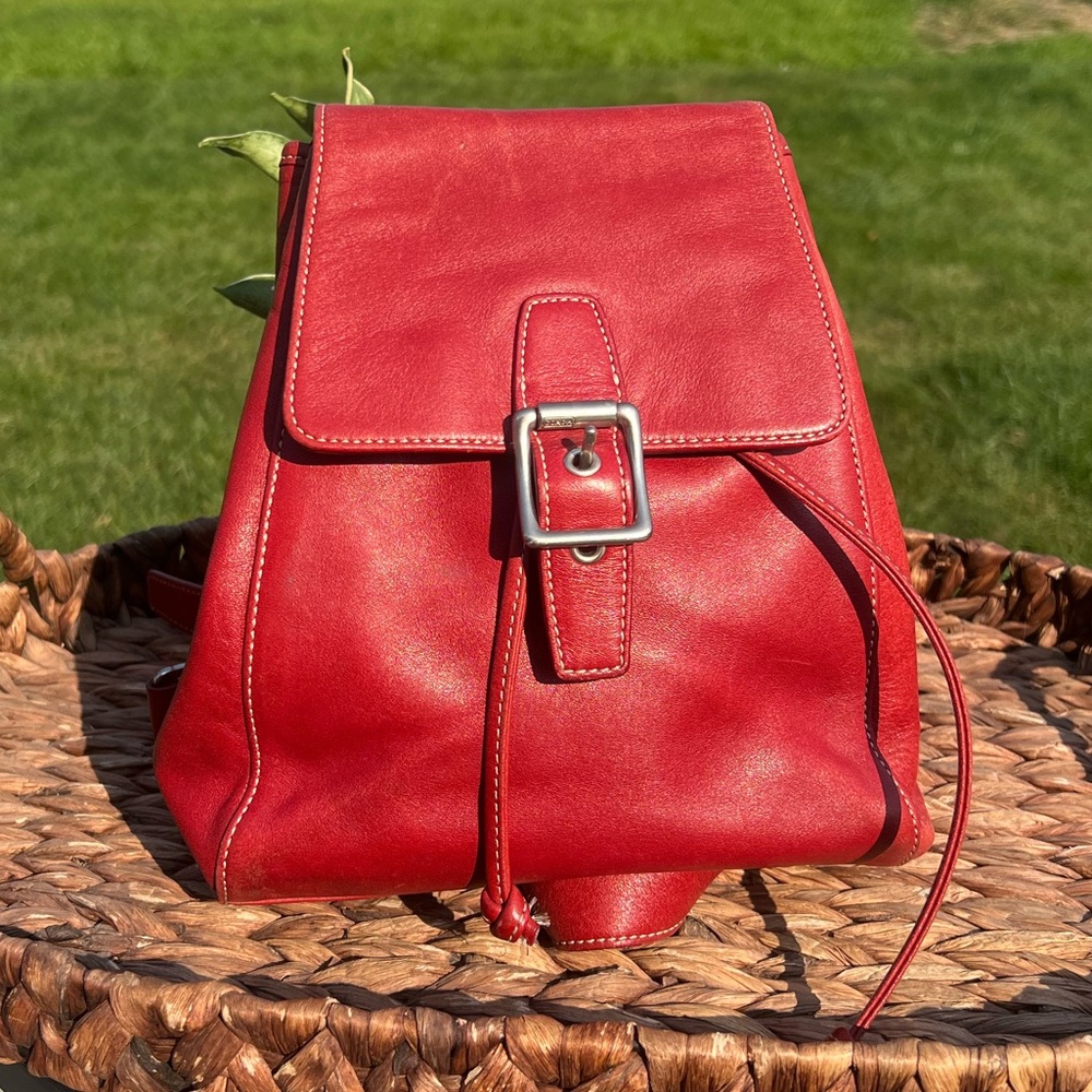 AUTH Vintage Coach Red Legacy Soft Small Backpack 9596 Y2K Purse